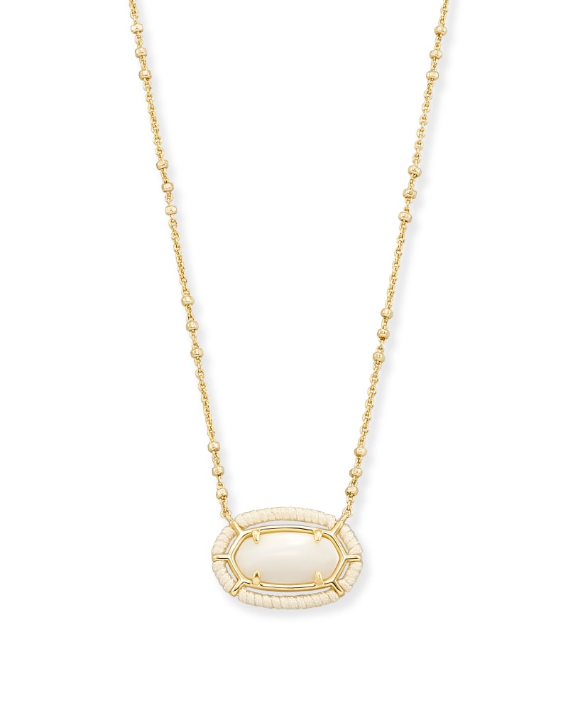 Threaded Elisa Gold Pendant Necklace in White Mother-Of-Pearl image number 0